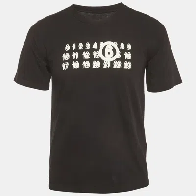Pre-owned Mm6 Maison Margiela Black Logo Graphic Jersey Crewneck T-shirt Xs