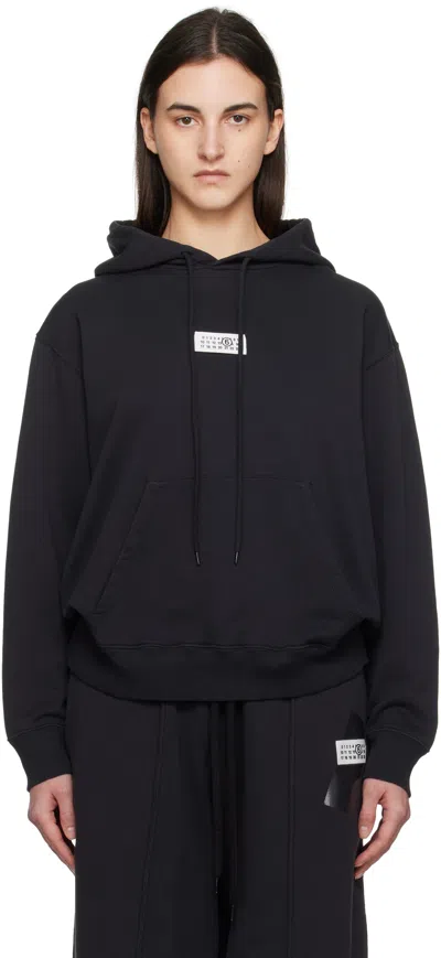 Mm6 Maison Margiela Numbers-motif Hoodie In 899 Washed Black