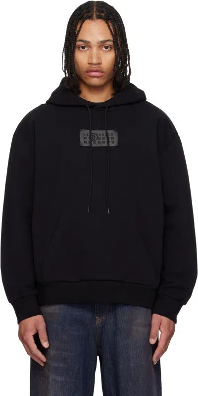 Mm6 Maison Margiela Cotton Hoodie With Central Pocket In Black