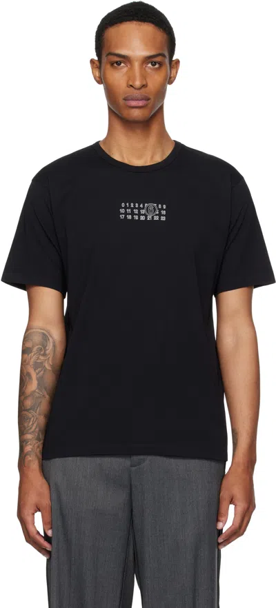 Mm6 Maison Margiela Mm6 By Maison Margiela Black Crewneck T-shirt With Front Print