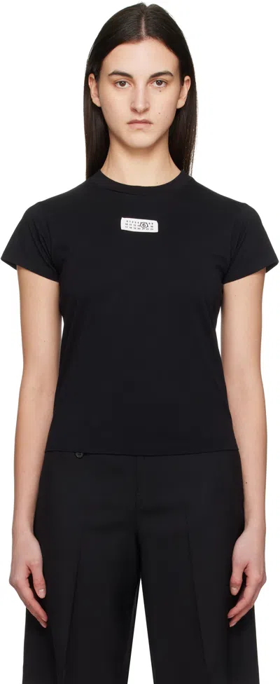 Mm6 Maison Margiela Black Logo T-shirt In 900 Black