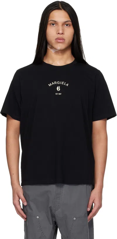 Mm6 Maison Margiela Minimalist Cotton Tee With Contrasting Logo In Black