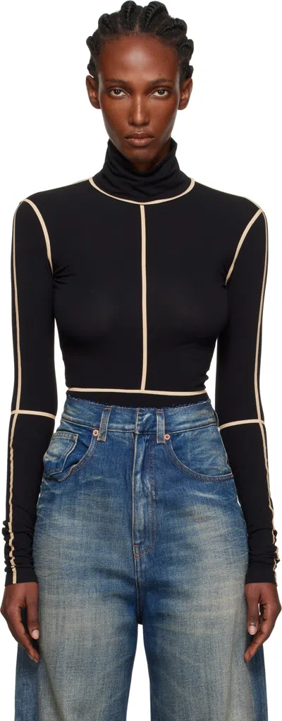 Mm6 Maison Margiela Black Long-sleeve Bodysuit