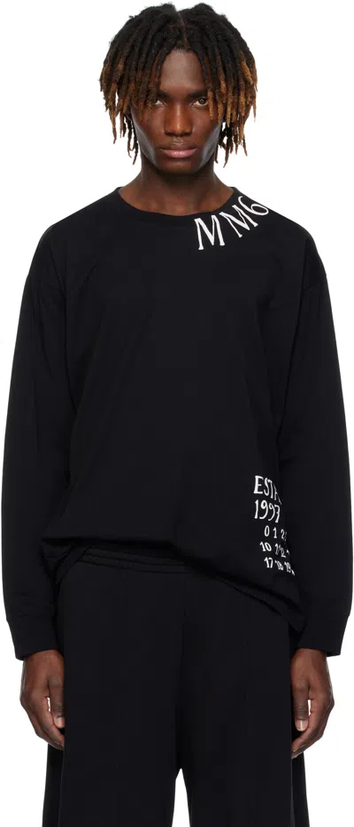 Mm6 Maison Margiela Black Long-sleeve Numeric T-shirt In 900 Black