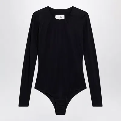 Mm6 Maison Margiela Black Lycra Jersey Bodysuit