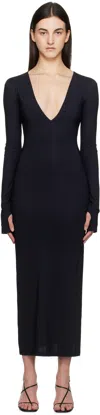 Mm6 Maison Margiela Mm6 By Maison Margiela Long Sleeve Fitted Maxi Dress With Deep V-neckline In 900 Black
