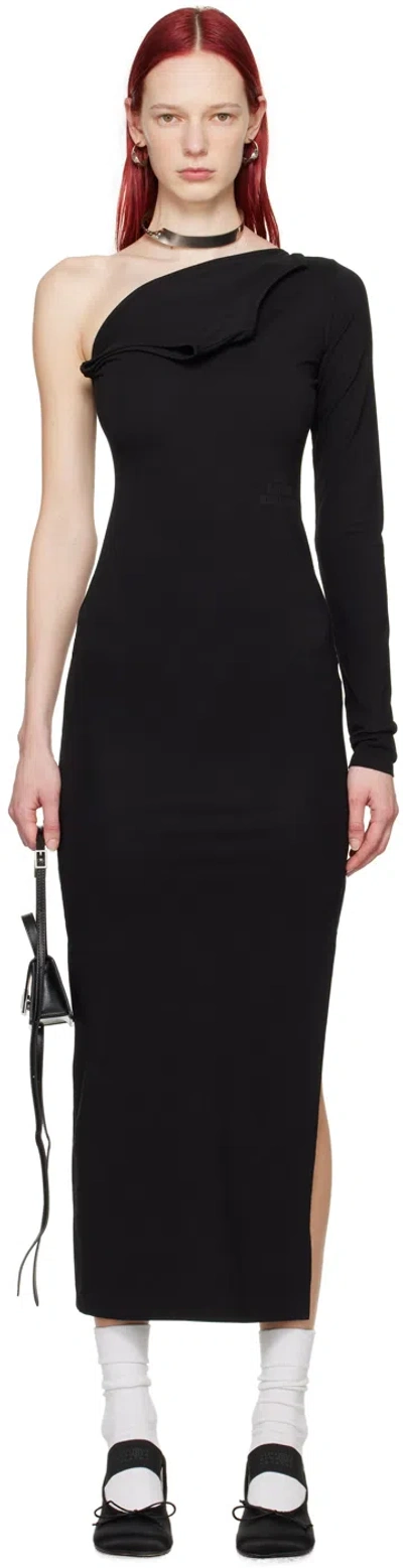 Mm6 Maison Margiela Black 'mat Satiné Brilliant' Maxi Dress In 900 Black