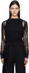 Mm6 Maison Margiela Black Messy Filter Crewneck In 900 Black