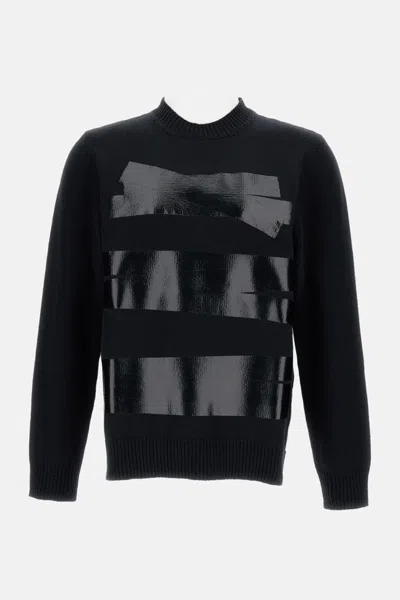 MM6 MAISON MARGIELA BLACK METALLIC STRIPE KNITTED SWEATER