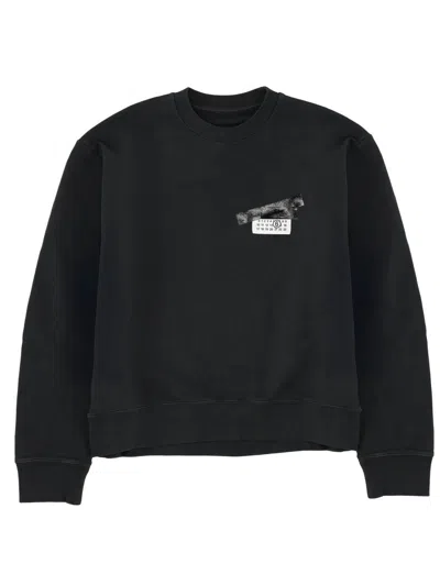 Mm6 Maison Margiela Black Minimalist Cotton Sweatshirt