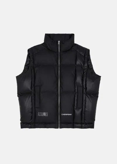 Mm6 Maison Margiela Numbers-logo Padded Gilet In Black