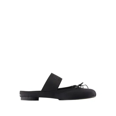 Mm6 Maison Margiela Black Mules With Adjustable Laces And Smooth Finish