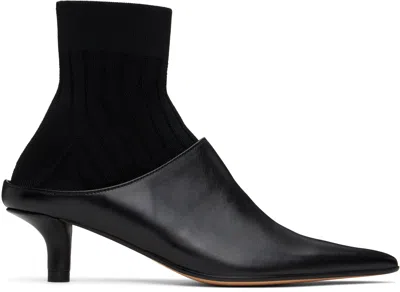 MM6 MAISON MARGIELA BLACK NAPPA KNIT SOCK ANKLE BOOTS