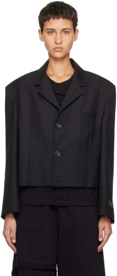 Mm6 Maison Margiela Black Notched Lapel Blazer In 900 Black