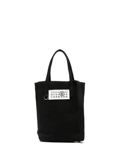 Mm6 Maison Margiela Black Numbers-appliqué Cotton Tote Bag
