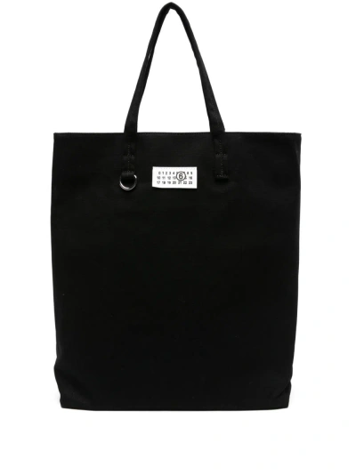 Mm6 Maison Margiela Numbers-motif Canvas Tote Bag In Black