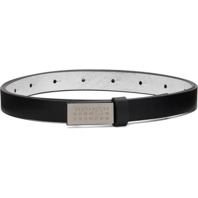 Mm6 Maison Margiela Black Numeric Buckle Leather Belt In H1145 Black/silver