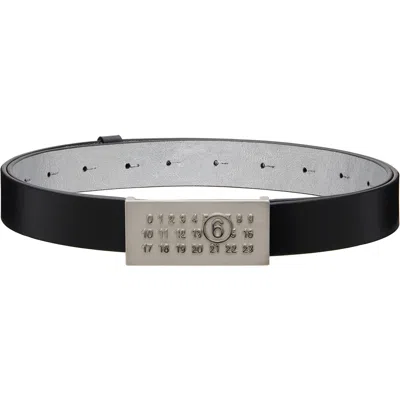 Mm6 Maison Margiela Black Numeric Buckle Leather Belt In H1145 Black/silver