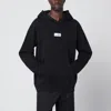 Mm6 Maison Margiela Mm6 By Maison Margiela Emblazoned Black Hoodie With Drawstring And Ribbed Finishes In Black