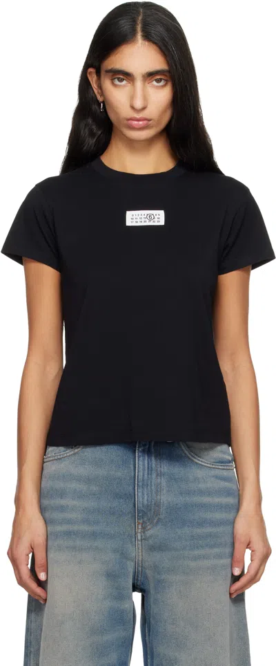 Mm6 Maison Margiela Black Numeric Cotton Jersey T-shirt In Multi