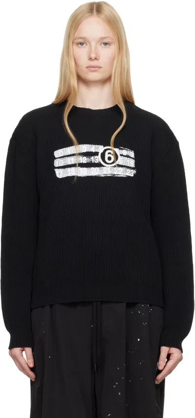 MM6 MAISON MARGIELA BLACK NUMERIC KNIT SWEATER