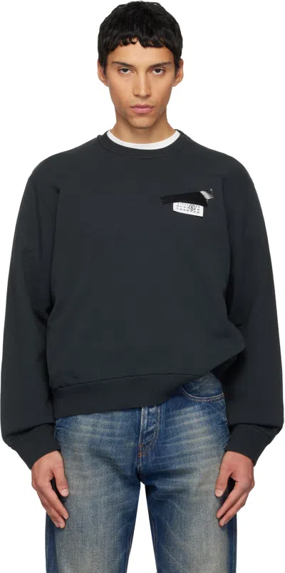 Mm6 Maison Margiela Mm6 By Maison Margiela Wool Taped Label Crewneck Sweater In Black