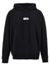 Mm6 Maison Margiela Mm6 By Maison Margiela Emblazoned Black Hoodie With Drawstring And Ribbed Finishes In Black