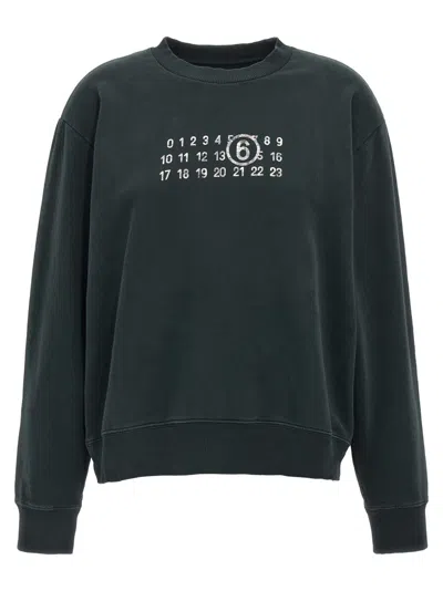 Mm6 Maison Margiela Black Numeric Signature Mm6 Sweatshirt In Multicolor