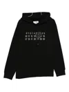 Mm6 Maison Margiela Numeric Print Black Hoodie With Front Kangaroo Pocket In Black
