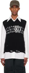 Mm6 Maison Margiela Numbers-intarsia Vest In 001j Black/white