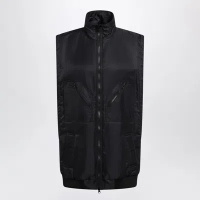Mm6 Maison Margiela High Collar Coat Ribbed Hem Pockets In Black