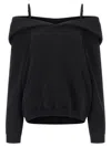 Mm6 Maison Margiela Mm6 By Maison Margiela Off-the-shoulder Cotton Sweatshirt In Black