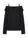 Mm6 Maison Margiela Mm6 By Maison Margiela Off-the-shoulder Cotton Sweatshirt In Black