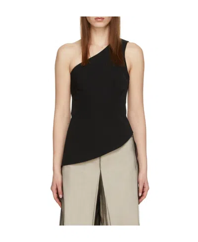 Mm6 Maison Margiela Black One-shoulder T-shirt In Nude