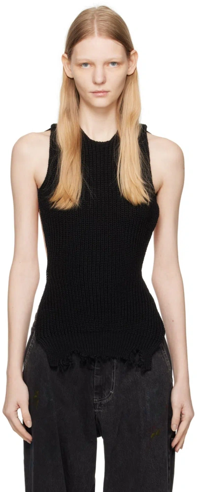 Mm6 Maison Margiela Black Open Back Tank Top
