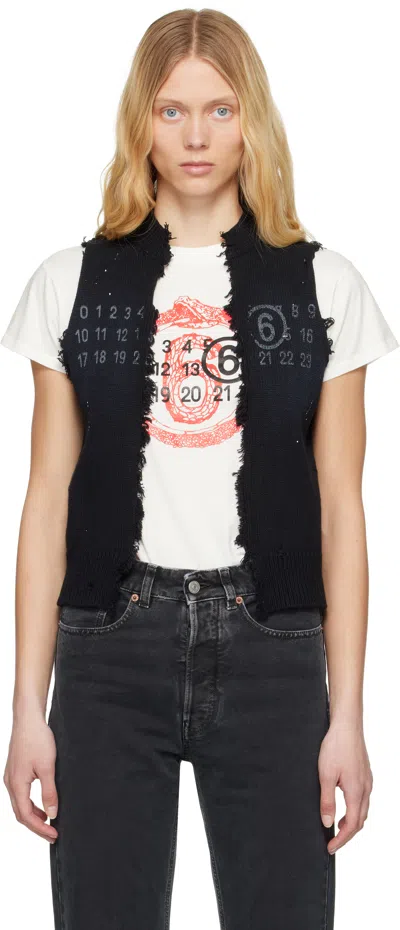 Mm6 Maison Margiela Black Open Cut Printed Vest In 900s Black