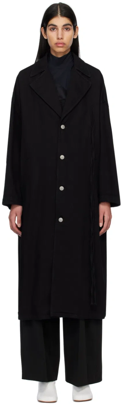 Mm6 Maison Margiela Black Oversized Denim Coat In 900 Black