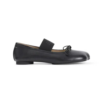 MM6 MAISON MARGIELA MM6 BY MAISON MARGIELA BLACK OVINE LEATHER BALLET SHOE