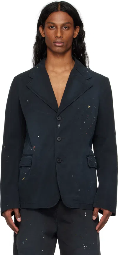 Mm6 Maison Margiela Black Paint Splatter Blazer In 900 Black