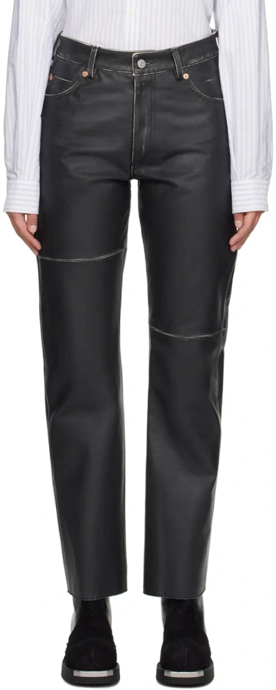 Mm6 Maison Margiela Black Paneled Leather Pants In 900 Black
