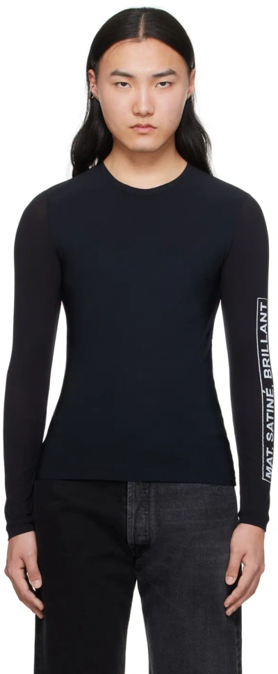 Mm6 Maison Margiela Black Paneled Long Sleeve T-shirt In 963 Black/black