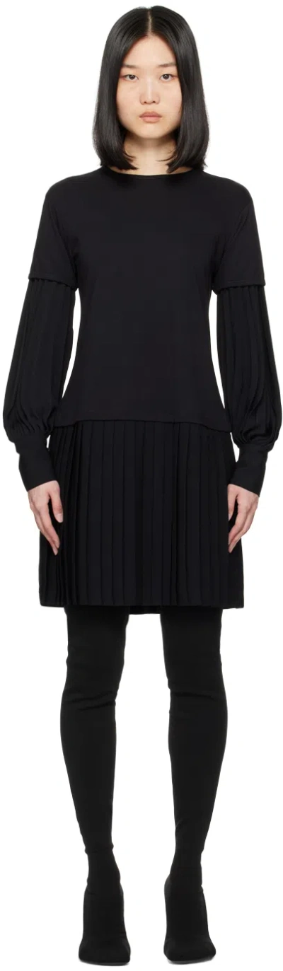 Mm6 Maison Margiela Black Paneled Minidress In 961 Black/black
