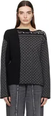 Mm6 Maison Margiela Black Paneled Sweater In 002j Dark Multi