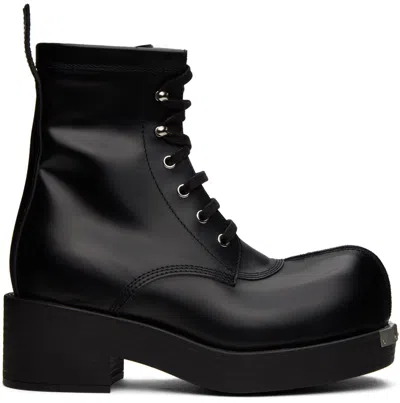 Mm6 Maison Margiela Black Patent Leather Ankle Boots In T8013 Black