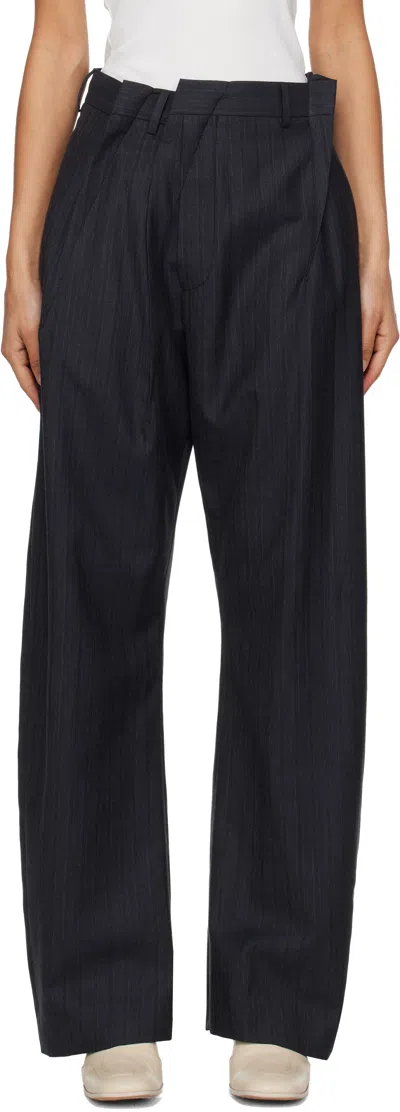 Mm6 Maison Margiela Black Pinstripe Wool Trousers