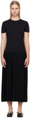Mm6 Maison Margiela Black Pleated Maxi Dress In 961 Black/black