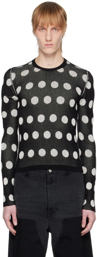 Mm6 Maison Margiela Black Polka Dot Sweatshirt In 002f Black