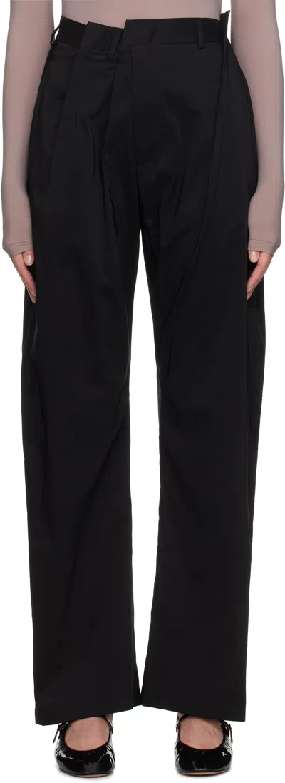 Mm6 Maison Margiela Black Poly-cotton Shirting Darting Trousers In 900 Black