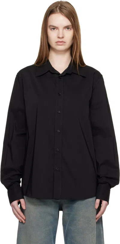 Mm6 Maison Margiela Black Poly Cotton Shirting Long-sleeved Shirt