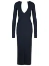 Mm6 Maison Margiela Mm6 By Maison Margiela Long Sleeve Fitted Maxi Dress With Deep V-neckline In Black